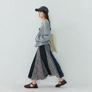 碎花拼色牛仔裙|裙子|春款|Sora-1744