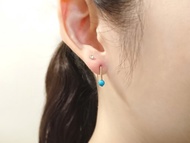 極簡幾何 亞利桑那土耳其石 14K GF 包金 小直管長方開口耳環