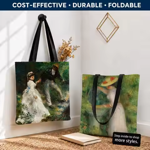 Artist Pierre-Auguste Renoir Storage Bags Polyester Canvas Tote Lightweight Foldable Reusable Shoppi