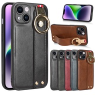 For iphone 12 Pro Max Shockproof Wristband Ring Bracket Back Cover For iphone 12 Pro/iphone 12/iphone 12 mini Protective Leather Phone Case