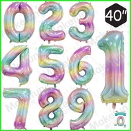 B4 Gradient iridescent number foil balloons kids birthday party decoration wedding ornaments 4B