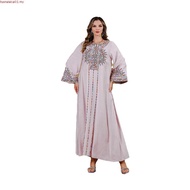 New Morocco Embroidered Maxi Dresses Maxi Abaya Saudi Mum Elegant Women Evening Dress 2025
