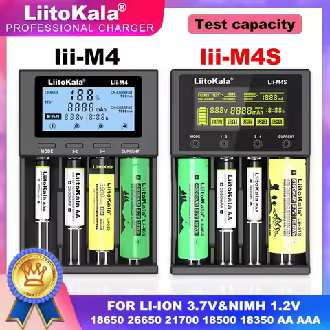 LiitoKala Lii-M4S Lii-M4 Rechargeable Battery Charger 3.7V 18650 26650 21700 18500 Lithium-ion 1.2V