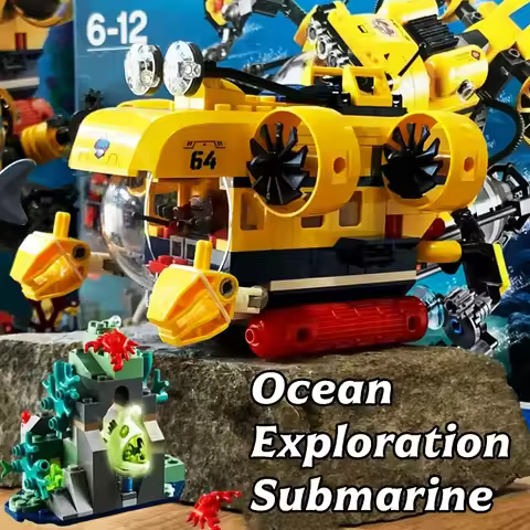 Compatible MOC Sets City Series Building Blocks Ocean Exploration Submarine Ocean Lantern Fish Child