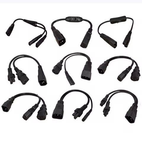 1pc IEC 320 C14 Male Plug to 2XC13 C5 C7 C8 Female Y Type Splitter Power Cord,C14 to 2ways C13 Power