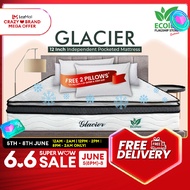 (FREE SHIPPING) ECOlux - Glacier 12 Inch Best Cooling Mattress | Independent Pocket Spring Mattress | Ice-Silk Super Cooling Fabric | Coconut Fibre Layer | Foam Encased Reinforcement | Euro Plush Top | Tilam