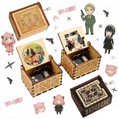 Anime Spy Family Music Box Opening Song Mixed Nuts Melody Wooden Home Decor Ornament Friends Birthda
