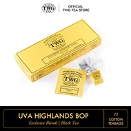 TWG Tea | Uva Highlands BOP, Black Tea Blend in 15 Hand Sewn Cotton Tea Bags in Giftbox, 37.5g