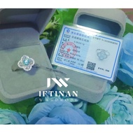 New Aquamarine Moissanite Ring 0.5 ct, Clover S925 Certified