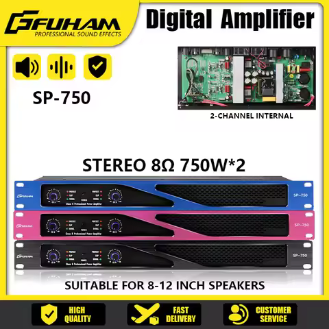 FUHAM SP-750 Digital Amplifier 750W 8 Ohm 1U 2 Channel Karaoke Stage Audio Microphone Speaker Amplif
