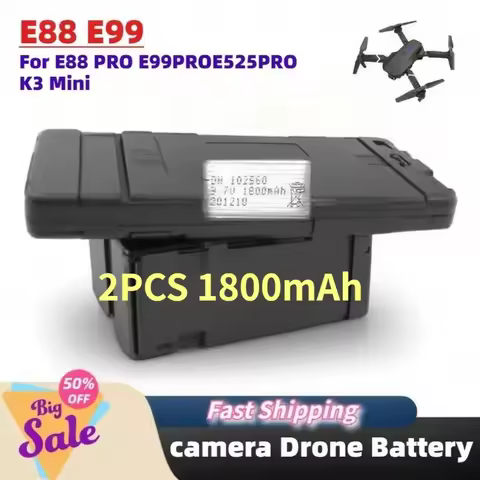 2PCS White Black E88E99 Mini camera Drone Battery 1800mAh for E88 PRO E99PRO E525PRO K3 Mini Uav 4K 