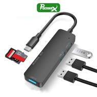 POERMAX YC-909 Type C Hub Type C 5 in 1 multi-function conversion port with memory card, SD port, 2 