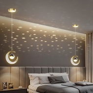 ST/🎨Liangrui Bedside Chandelier Modern Minimalist Creative Starry Nordic Art Lamps Light Luxury Bedroom Study Long Line