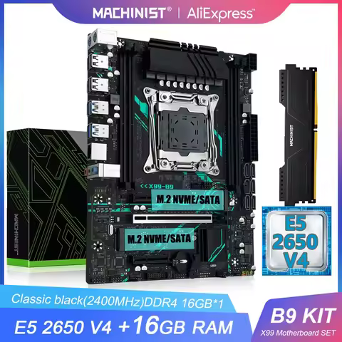 MACHINIST B9 Kit X99 placa base LGA2011-3 Intel Xeon E5 2650 V4 CPU procesador Set ECC DDR4 16GB RAM
