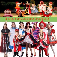 Alice in Wonderland Adult Children Drama Performance Costume Costume Red Spades Heart Alice Grinning