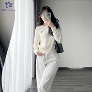 Women's Long-Sleeved Rope Sweater with Horse Embroidery Beautiful Shape Under 63kg QC Shop Pro CK28