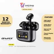 Awei T56 ANC+ENC Noise Cancelling Wireless Earbuds with Smart Touch Screen | Bluetooth Earphones wit