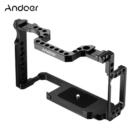Andoer Camera Cage Top Handle Kit with 1/4-inch 3/8-inch Screw Holes Dual Cold Shoe Mount for Canon 
