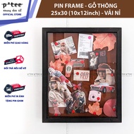 Khung ảnh gỗ 25x35 Pin ghim vải nỉ - Khung hình gỗ thông mặt kính trang trí treo tường - Wood Frame 
