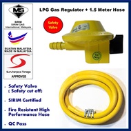 (Ready Stock) SIRIM LPG Gas Regulator With Safety Valve 1.5mm Fire Resistance High Performance Hose 