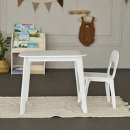 白色木製兒童活動桌和 1 把椅子套裝幼兒桌椅