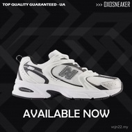 NB 530 White, Silver and Metallic Black Sneakers MR530LB Unisex ZJCY