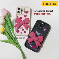 [3D-20] Softcase 3D Embossed Ribbon Maroon Aesthetic For REALME C53 C51S C33 C35 C31 C30S C20 REALME