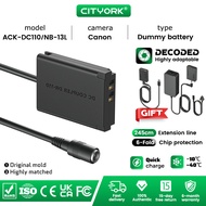 Cityork NB-13L NB13L NB 13L ACK-DC110 Dummy Battery With Type-C Fast Charge PD Cable AC UK Adapter F