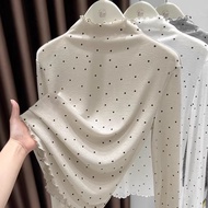 Polka Dot Turtleneck Long Sleeve T-shirt - Thin Style for Women
