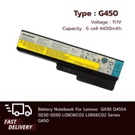 (ส่งฟรี ประกัน 1 ปี) แบตเตอรี่ โน๊ตบุ๊ค Compatible with Lenovo G450 G430 G455A G530 G550 L08O6C02 L0