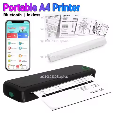 12/Customizable A4 Portable Thermal Printer Inkless Bluetooth A4 Mobile Travel Printer Label Maker w