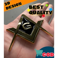 67mm，Global Freemasonry 3D Metal Emblem Waterproof Non-Fading Mason Emblem Car Motorcycle Metal Stic