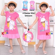 VL - Daster Terusan Tunik Anak TANGGUNG JUMBO Ukuran 4 - 14 Tahun Motif FROZEN PONI UNICORN BAHAN KA