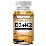แคปซูลวิตามิน D3+K2 - สำหรับหัวใจ กระดูก และสุขภาพโดยรวม - อาหารเสริมสำหรับผู้ชายและผู้หญิง
