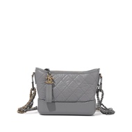 Chanel Grey Quilted Calfskin Small Gabrielle Hobo Bag Gold and Ruthenium Hardware, 2020