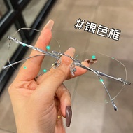 Glasses Multi-Sided Frameless glasses Frame Women Can Be Equipped with Degree Large Frame Slimmer Lo