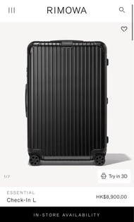 購自香港專門店 原價9折 全新 預訂 RIMOWA Suitcase Luggage 行李喼  行李箱 (可預訂HK$8900或以下款式) 名額有限 2024年9月19號截單 全套有專門店單