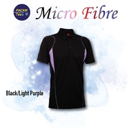 BLACK/LIGHT PURPLE QD2502 60% COTTON/40% MICROFIBRE DRIFIT JERSEY COLLAR SHORT SLEEVE TSHIRT UNISEX 