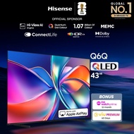 Hisense Q6Q 43 inch 4K QLED AI TV | 2025 Quantum Dot Technology | Dolby Atmos