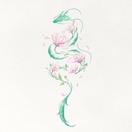 Biying Flower Dragon Colorful Tattoo Stickers Waterproof High-value Simple Aesthetic Painted Men Wom