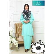 Baju Kurung Pahang Plain | Hijau Mint | Green Mint | High Quality Fusan Crepe | Less Iron