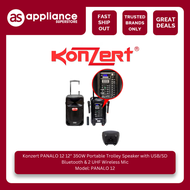 Konzert PANALO 12 12" 350W Portable Trolley Speaker with USB/SD Bluetooth & 2 UHF Wireless Mic