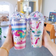 Starbucks Unicorn Water Ice Cup 430ml Double Layer Bottle With Straw Tumbler Starbuck Tumbler bpa Free