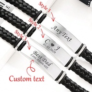 [Customized Products] 1pc Personalised Men Bracelet Engraved Bracelets Gift For Him Customised Monog