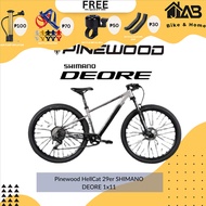 JAB.[High-end] . Pinewood HellCat 7 29er Mountain Bike Shimano Deore 1x11 speed Aluminum 6061 T6 Lite Triple Butted 6061 Tapered 44-55mm Internal Cable Routing Smooth Welding With Carbon Putty