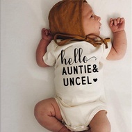 Hello Auntie&Uncel Baby Coming Bodysuit Black Cotton Newborn Romper Cute Summer Baby Clothes 0-24M