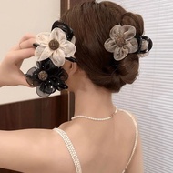 Women's Flower Mesh Hair Clip Cute Korean Hair Clip 7cm Women Chiffon Elephant[ J604 ](T1-KHO2)