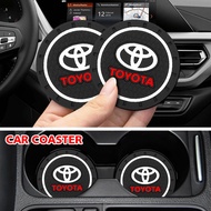2PCS Car Logo Coaster Water Cup Holder Badge Mat Decoration Pad Interior Accessories For Toyota Camry Chr Corolla Rav4 Etc