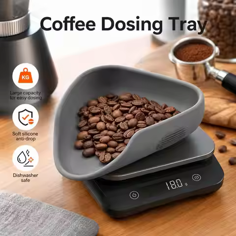 Silicone Coffee Weighing Dish Non-Toxic Coffee Bean Dosing Tray Coffee Bean Dosing Cup for Scale & B