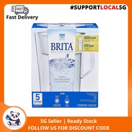 Brita Water Pitcher, Slim, 5 Cup Capacity, Includes One Advanced Filter-White